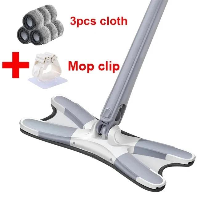 

Швабра для підлоги типу X зі змінними подушечками для швабри Самовіджимаюча плоска швабра для вільного миття побутової швабри для підлоги Інструмент для чищення будинку