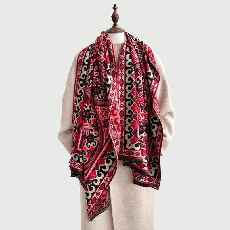 Scarf Autumn and Winter Atmosphere, Ancient Style Thickened and Warm, Oversized Shawl Versatile Imitation Cashmere Double-sided Dual-purpose Scarf