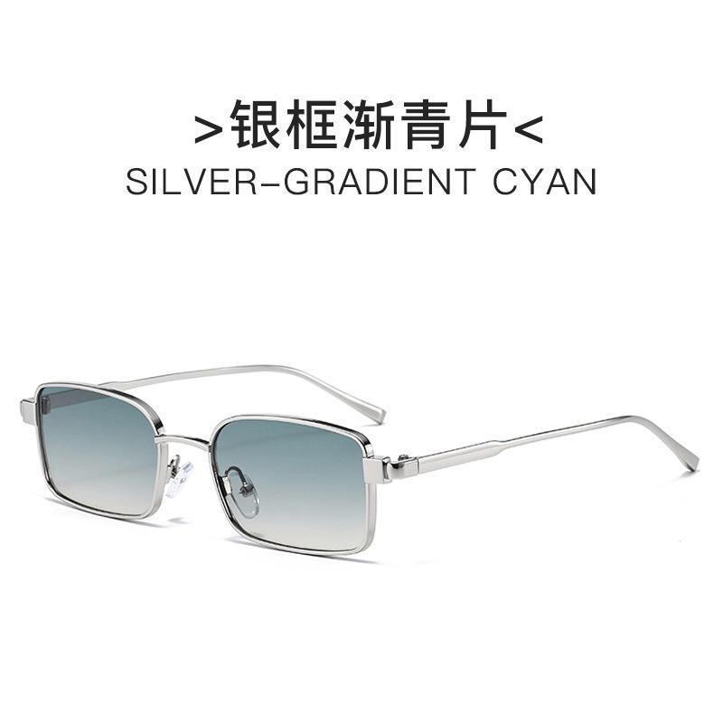 KLASSNUM Lightweight Square Metal Sunglasses UV400 Protection Gradient Lens Trendy Eyewear For Women Men Retro Style Sun Glasses