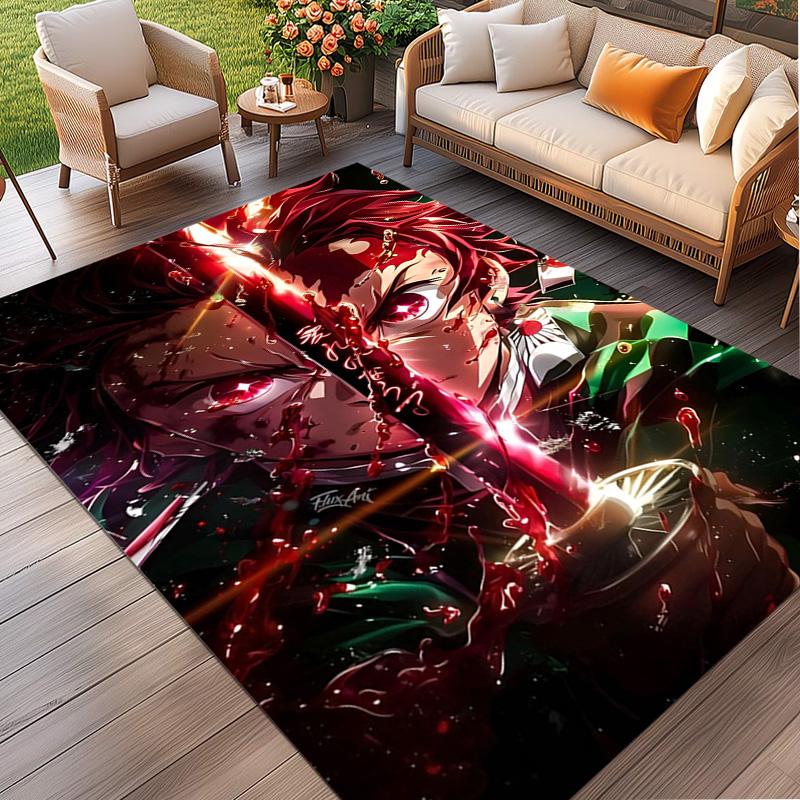 Demon Slayer Print Rug, Washable Floor Carpet, For Entryway Dorm Laundry Room Office Study, Home Decor Birthday Christmas Gift