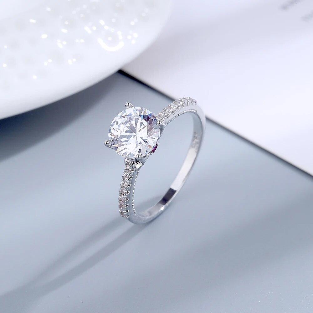 Women's Rings 7mm Red Green Zircon Silver Jewelry Party Christmas Gift Couple Wedding Rings