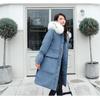 Women Winter Down Cotton Padded Parka Jacket Coat Middle Long Hooded Fur Collar Big Pocket Zipper Thicken Warm Loose Solid Color