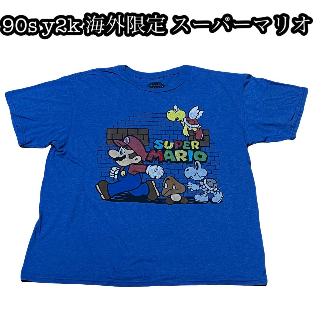 

[USED] 90s Y2K Overseas Exclusive Official Mario Game Anime Nintendo Print Blue