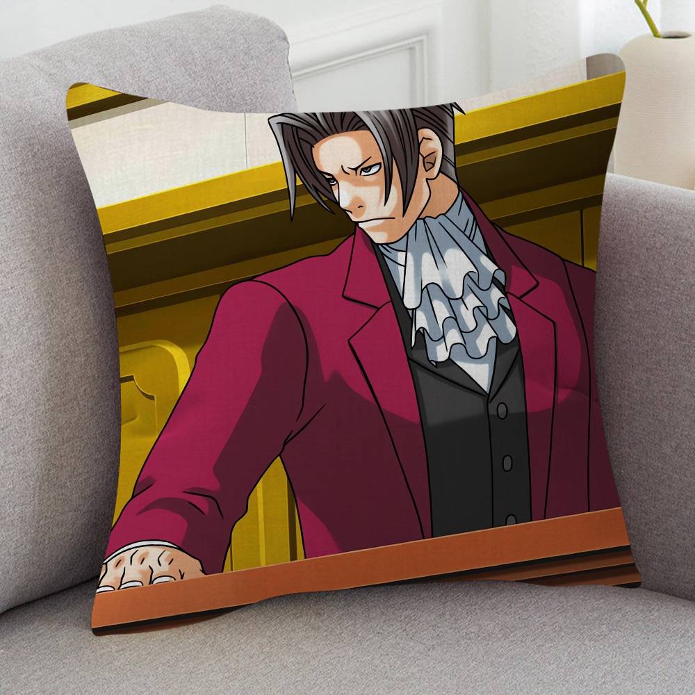 GAME Ace Attorney Cartoon Series Square Pillowcase Soft Waist Sofa Cushion Cover Bedroom Room Pillowcase