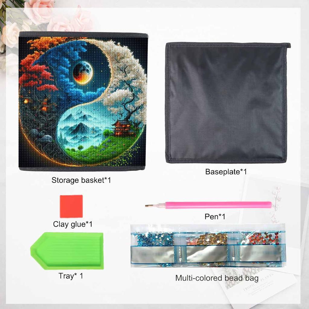 Light and Darkness 5D Diamond Painting Storage Basket Full Round Drill Mosaic Diamond Embroidery Cross Stitch Kits Home Decor Home Decor