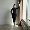 2025 Autumn French Hepburn Style Stand-Up Collar Button Hip-Wrap Dress