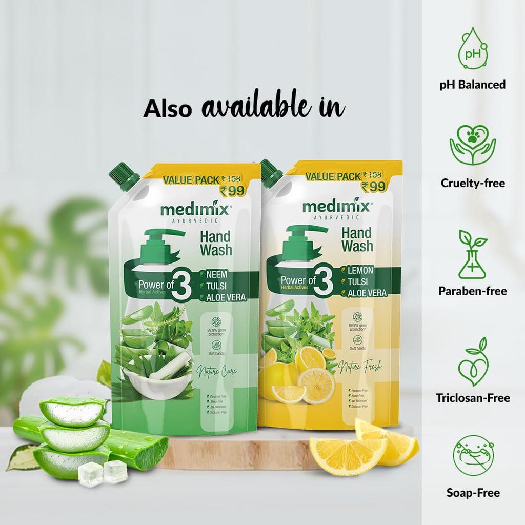 Medimix Ayurvedic 18 Herbs Hand Wash Refill 675ml | 99.9% Germ Protection | Natural Soap-Free Formula For Soft & Odour-Free Hands