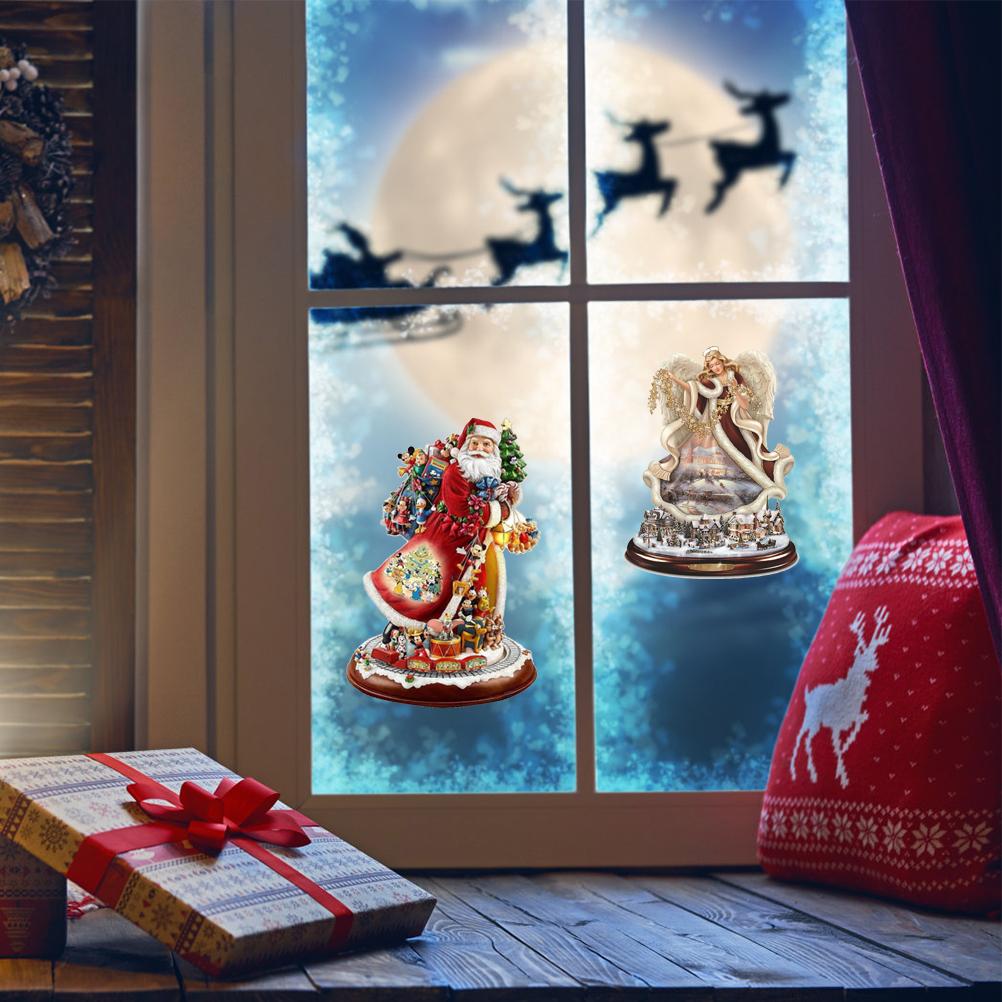 Weihnachten Santa Fenster Paste Aufkleber PVC Engel Frohe Weihnachten Party Wandaufkleber