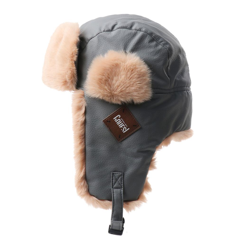 Retro Leder Pilotenmütze Herbst und Winter Herren und Damen Warme Lei Feng Mütze Fleece Ohrenschützer Radfahren Motorrad Mütze