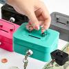 Metal Money Saving Box with Key Lock Coin Container 4.53x3.8x2.28inch Steel Cash Box Piggy Bank Small Storage Box for Adult Kids