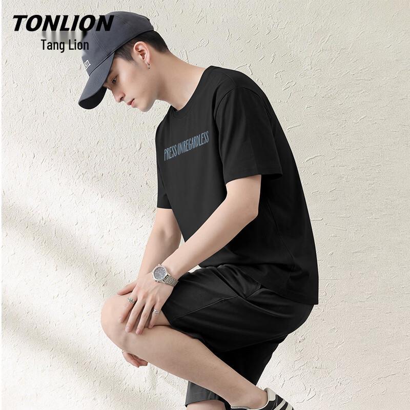 

TonLion Men s Ice-Feel Cotton T-Shirt & Shorts Summer Set 3XL