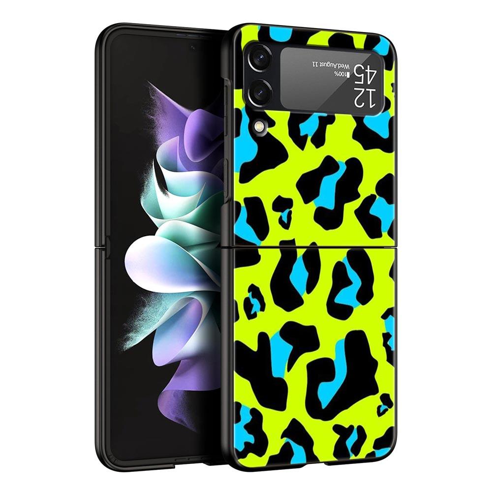 Leopard Print Pattern Phone Case For Samsung Galaxy Z Flip 6 5 4 3 Shell For Samsung Z Flip3 Flip4 Flip5 Flip6 Hard PC Cover