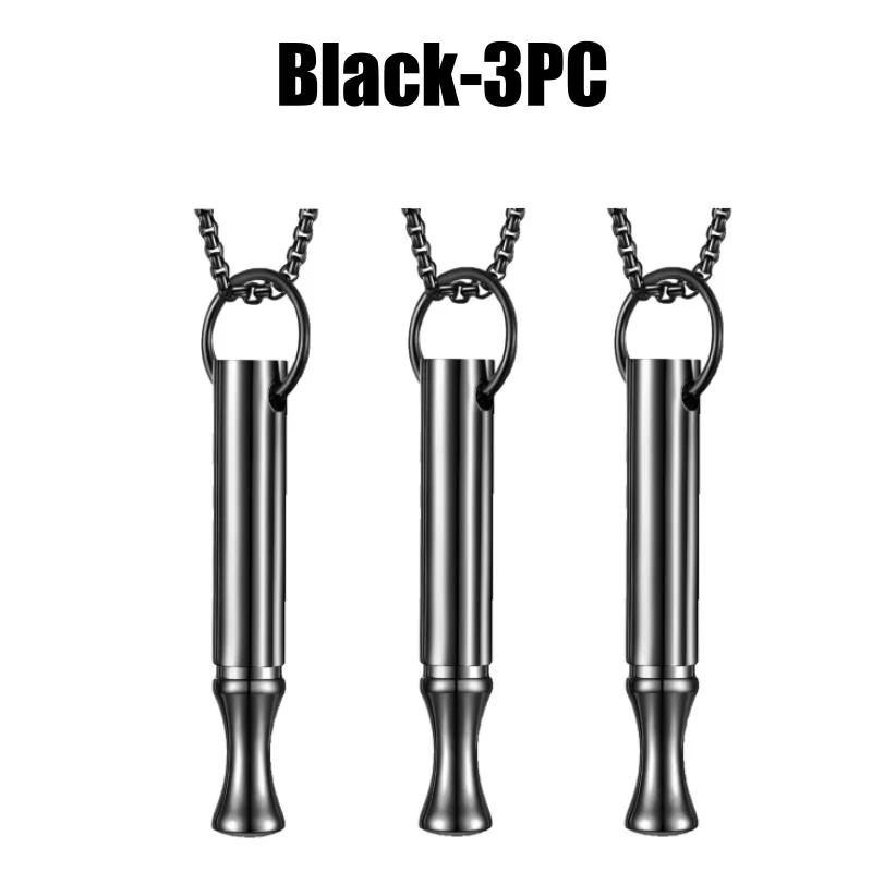Fashion Necklace Meditation Breath Stainless Steel Whistle Pendant Anxiety Relief Stress Reduction Jewelry Accessory
