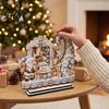 Seasonal Home Decor Christmas Wooden Photo Frame, 2D Picture Holder with Santa Snowman & Holiday Storage Snowflake Pendant, Family Display Frame