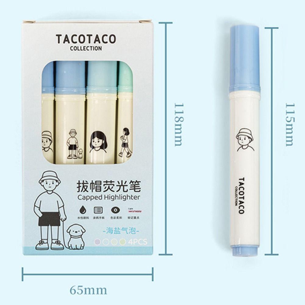 4pcs School Office Supplies Fluorescent Pen Hand Account Highlighter Marker  Learning Prize