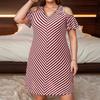 2025 Summer Women's Plus Size Off-the-Shoulder Striped Casual Dress
