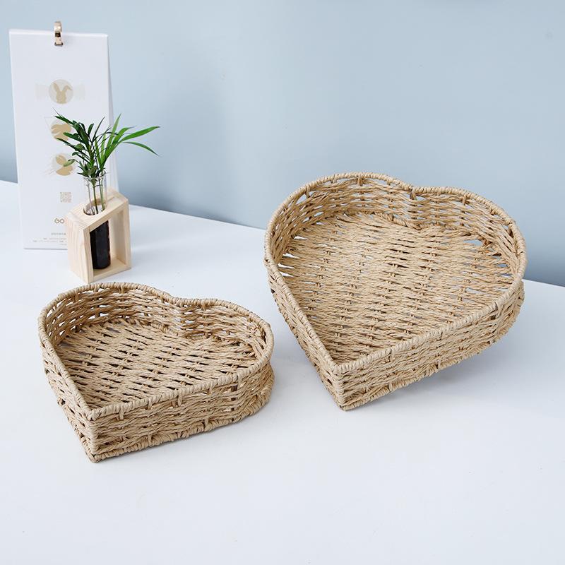 Storage Basket Desktop Love Storage Box Weaving Storage Basket Toy Storage Box Vine Weaving Storage Frame