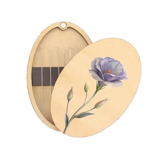 Sewing Needle Storage Box Wooden Magnetic Needle Holder Case with Lid Craft Supplies Storage Organizer Gift for Sewers