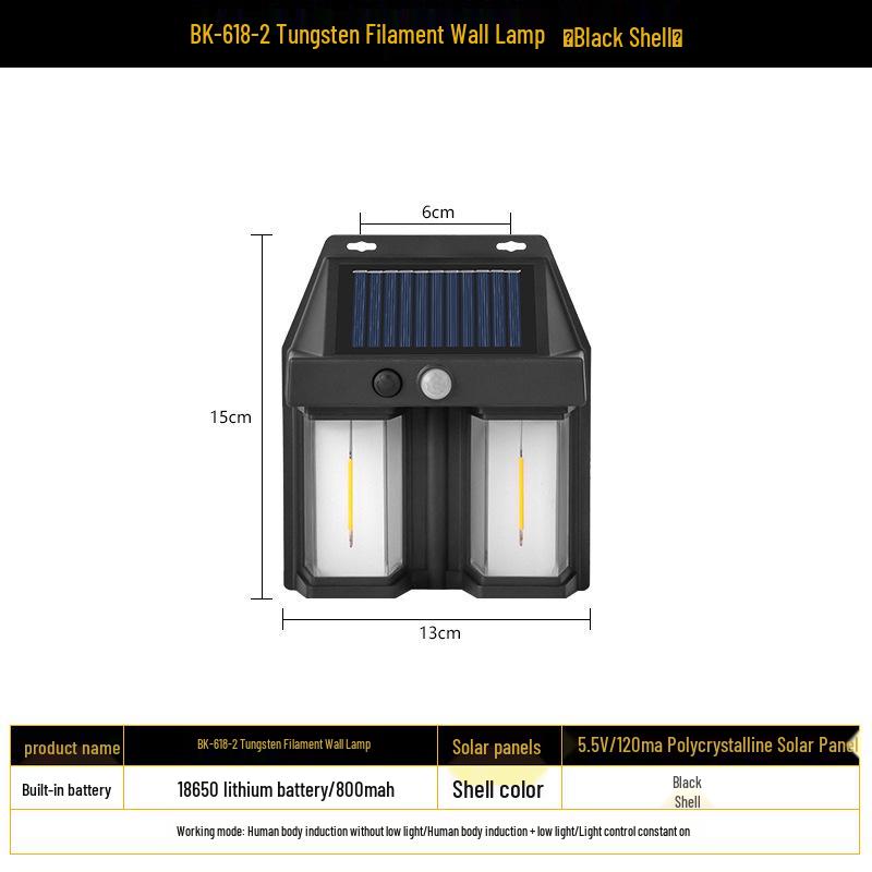 Douyin Solar Wall Light: Outdoor Human Sensing, Villa Courtyard Night Decor with Tungsten Filament