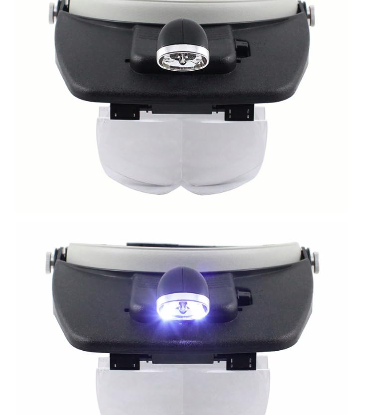 Head Glasses 4 Interchangeable Combine Two Up To 6x Magnifying Glass for Watch and Precision Work 2-LED Magnifier, Magnifier, Head-Mounted Magnifier,