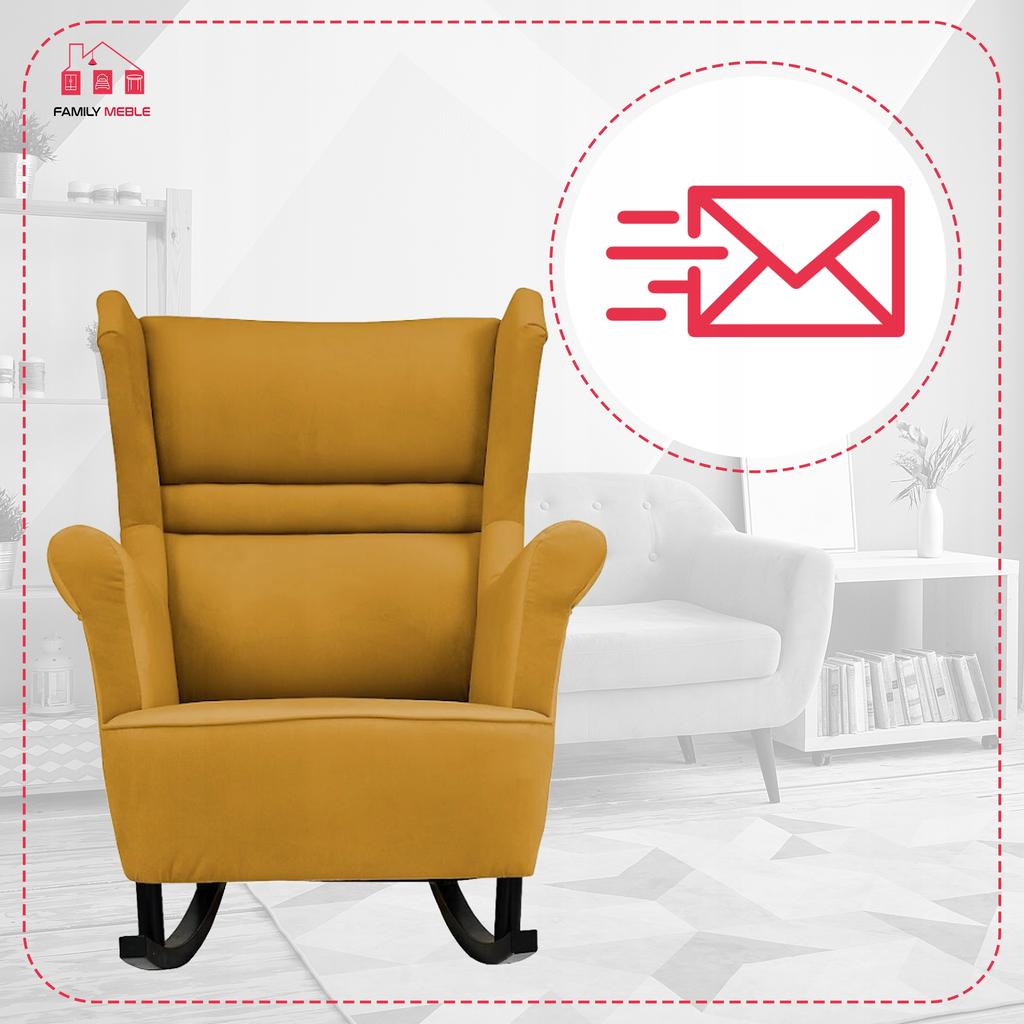 Zoja Rocking Chair, Scandinavian, Family Meble, Yellow, Dirty Gold