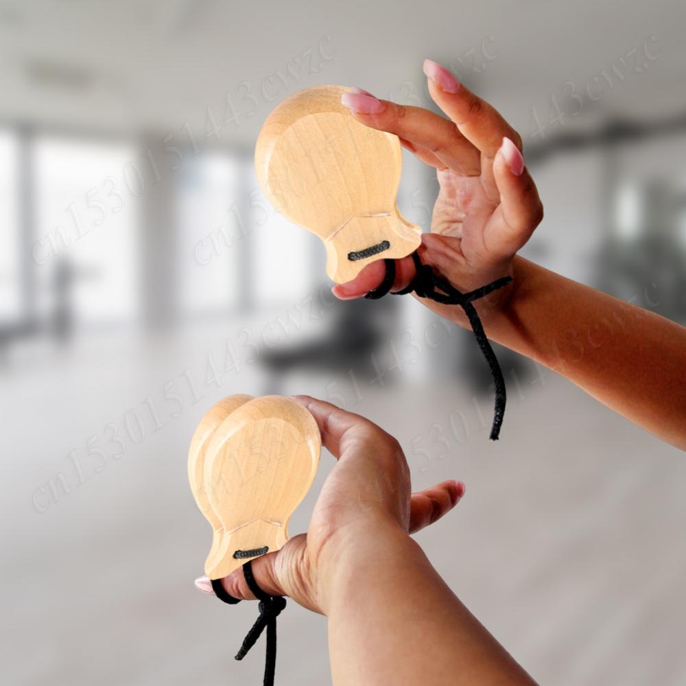 2/4Pcs Wooden Spanish Castanets Finger Castanet &Rope Traditional Flamenco Castanet Beginners Percussion Orff Music Instrument