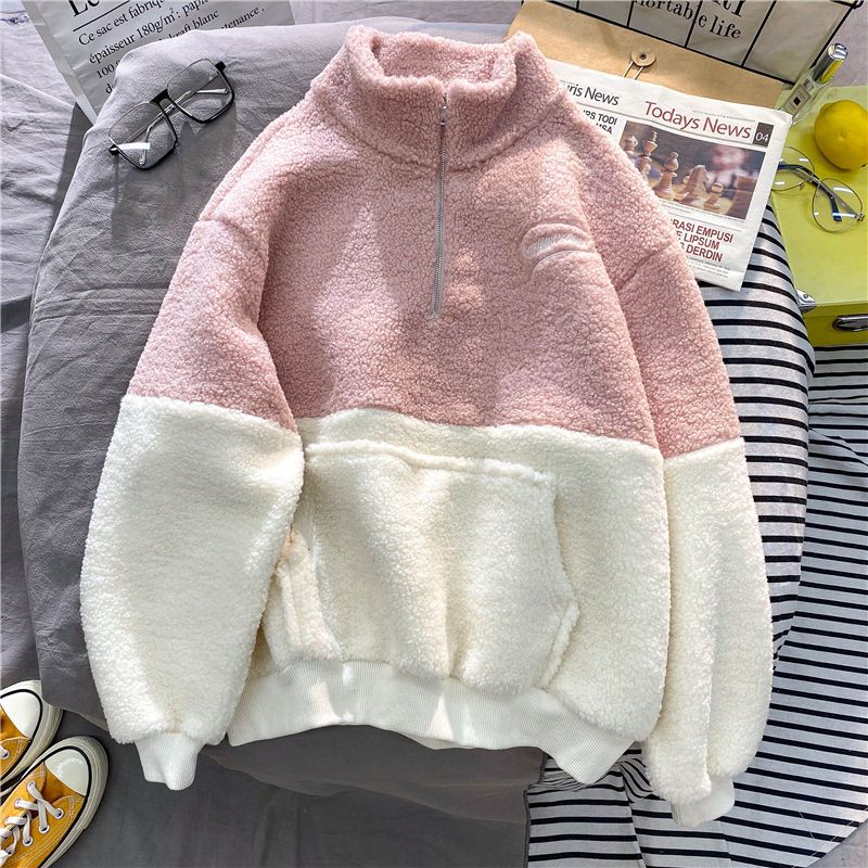 Sweatshirt for Women Thickened Fleece Cotton Loose Oversized Comfortable High Neck Casual Pullover Top Sweatshirt