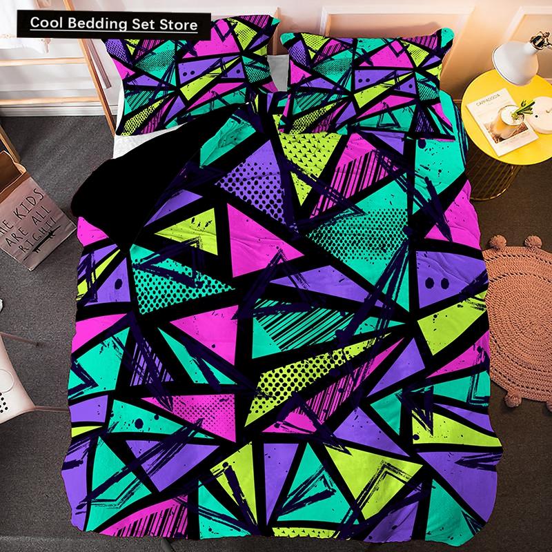 Irregular Geometry King Queen Duvet Cover Bohemian Style Bedding Set for Kid Teens Adult Modern Art 2/3pcs Polyester Quilt Cover