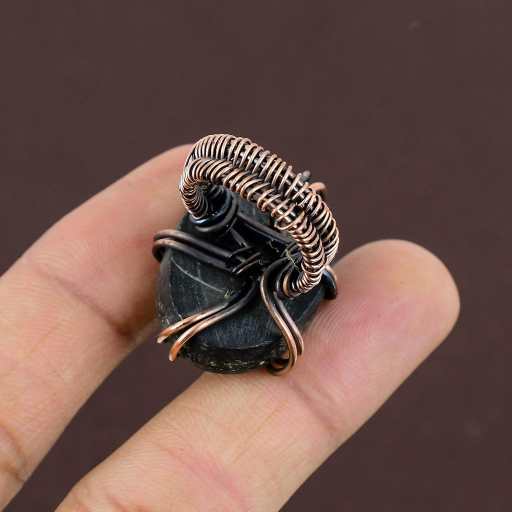 Abalone Shell Handmade Copper Wire Wrap Jewelry Ring Size 5.5 K3j64