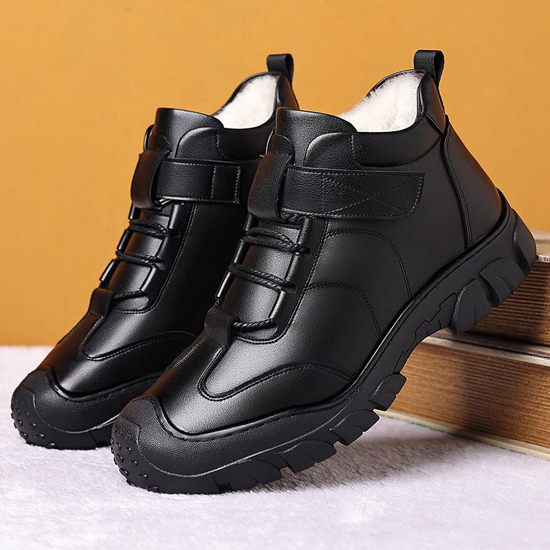 

Мужские высокие шерстяные хлопковые зимние ботинки с бархатной подкладкой 41 чёрный