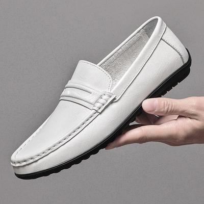 New Style Men Business Loafers Genuine Leather Slip On Flats Handmade Casual Shoes Formal Wedding Driving Shoes Breath Moccasins