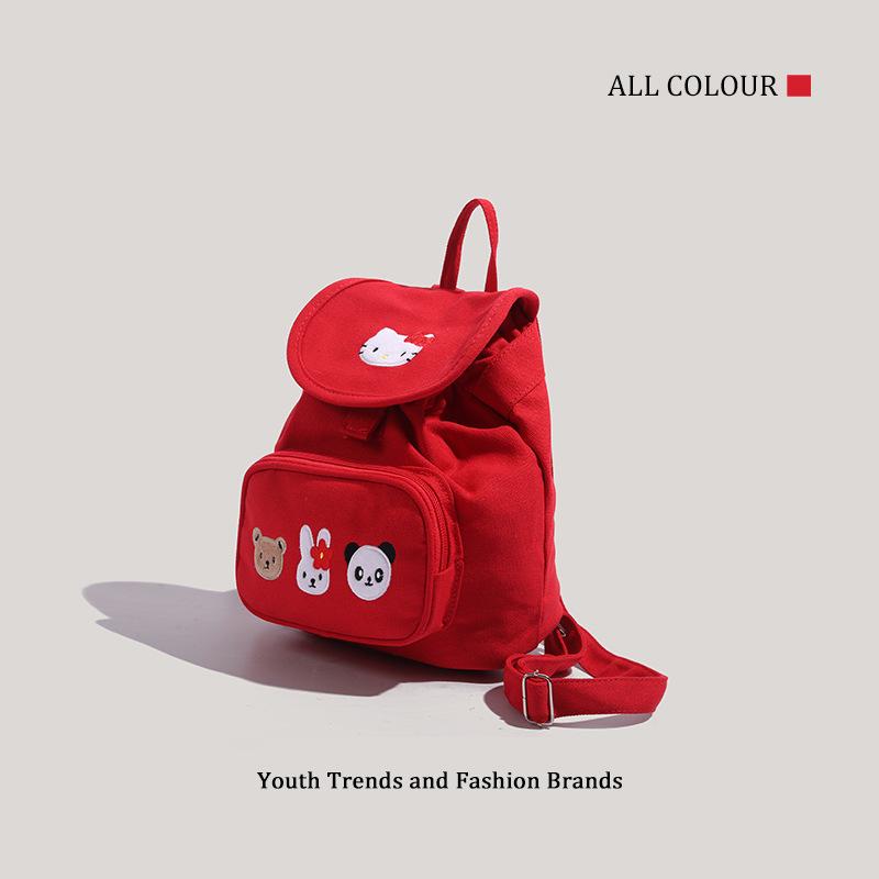 Homemade medieval big cartoon cat sweet canvas backpack cute cartoon large capacity schoolbag niche new