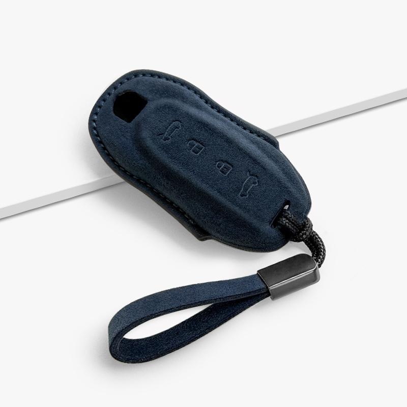 For Porsche Macan EV 2024-25 Imported Suede Smart Key Keyless Remote Entry Fob Case Cover Key Case for Car