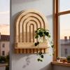 Small Rainbow Arch Shelf Rainbow-Shaped Storage Stand Wood Floating Wall Display Shelf For Living Room Bathroom
