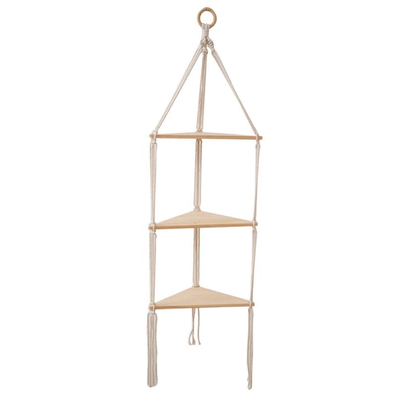 Triangle Shelves Wall Decoration Macrame Wall Shelf Home Plant Hanger Candle Holder For Dorm Bedroom Decoration
