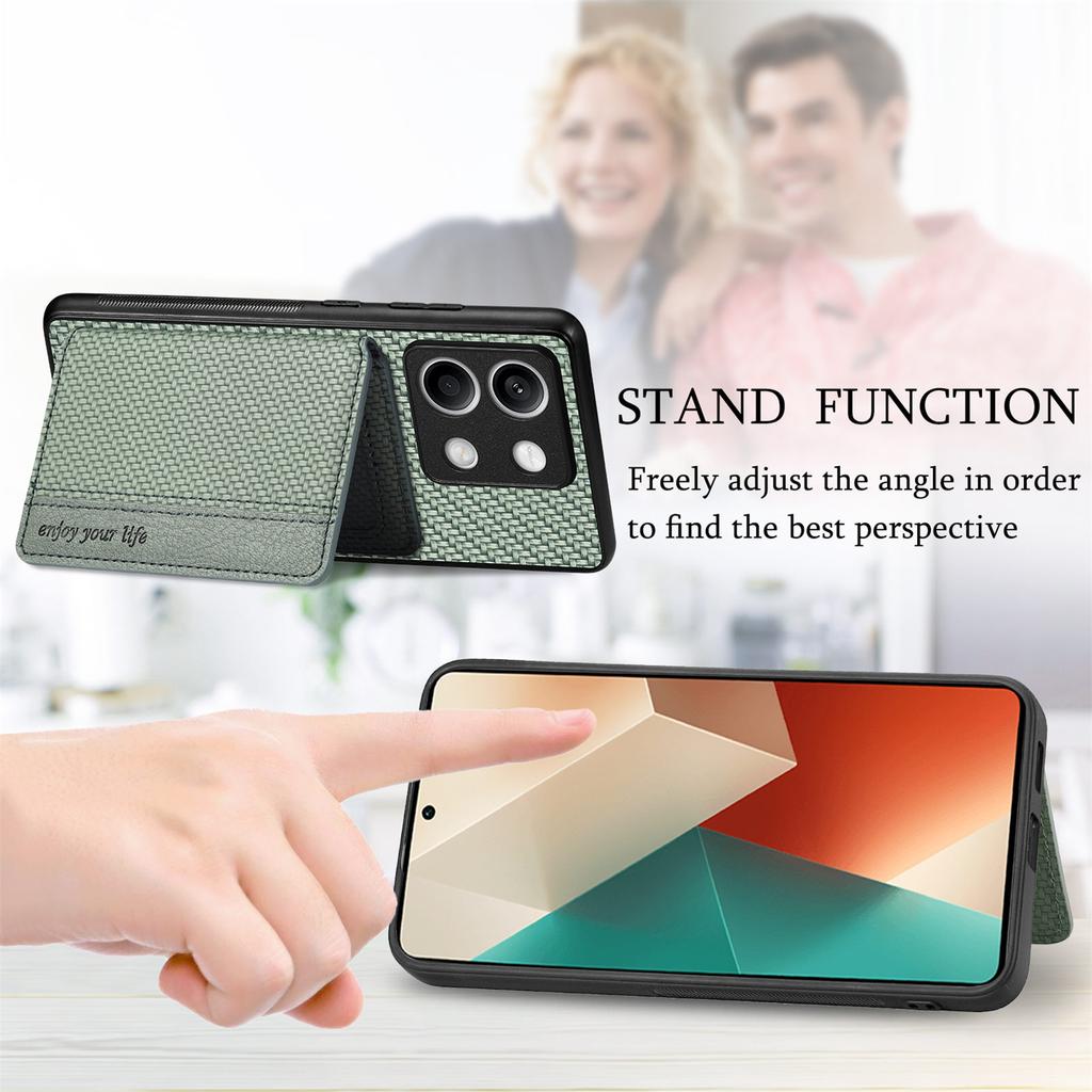 For Xiaomi Redmi Note 13 5G Case Carbon Fiber Texture PU Leather Coated PC+TPU Phone Shell