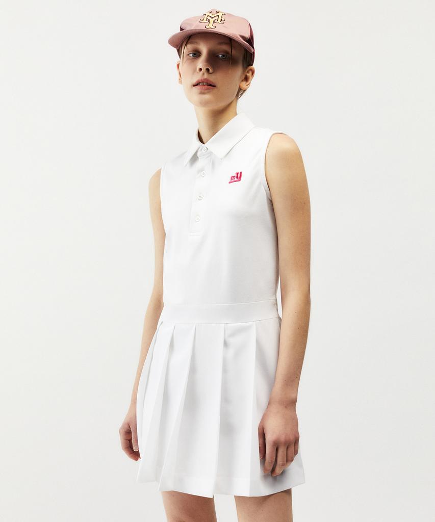Mayol Logo Embroidered Pleated Dress_White