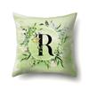 Polyester Pillowcase Car Decoration Small Fresh Green Leaves 26 English Letter Printing Pillow Cushion Cover