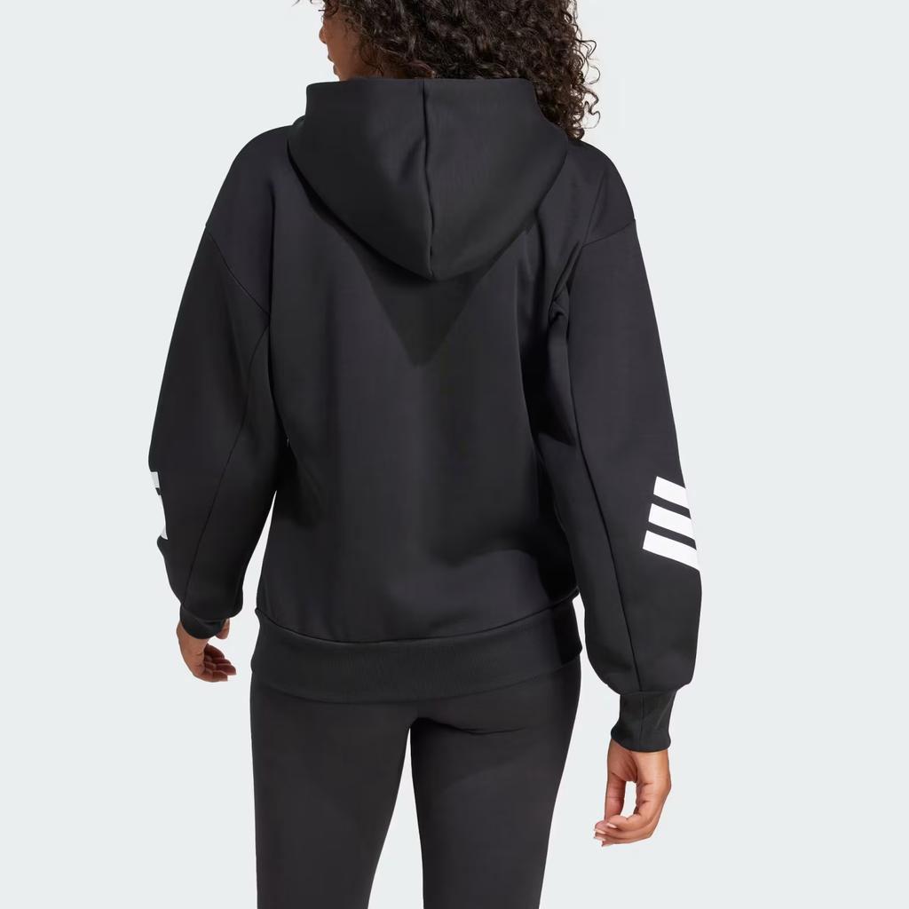 adidas Felpa con cappuccio e zip a maniche lunghe a righe Future Icons Donna felpe Nero JE0171