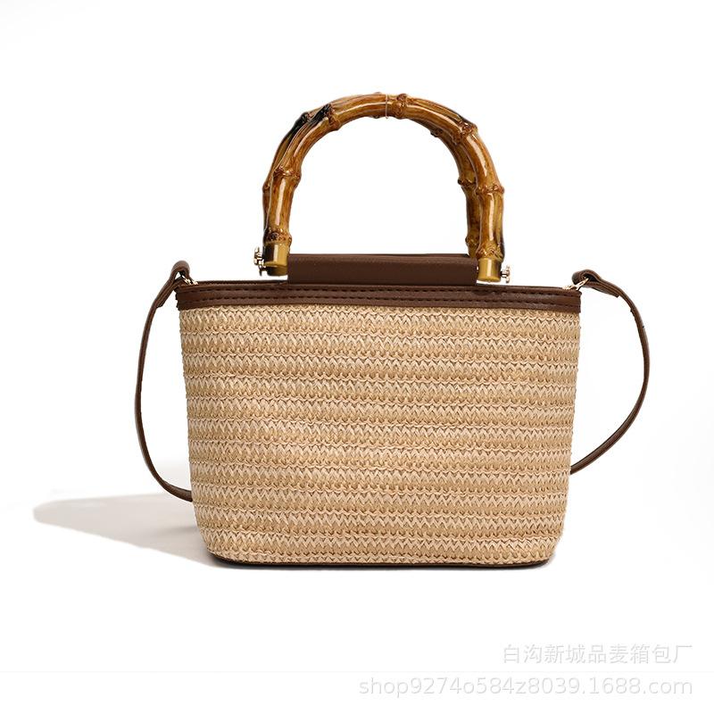 Niche design woven handbag bag women's bag 2025 new trendy fashion beach bag foreign style crossbody straw bag