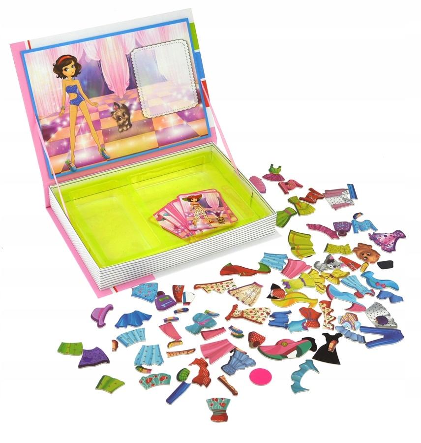 Magnetyczna Układanka Książka Puzzle Pokaz Mody Ubieranie Modelki Magnesy