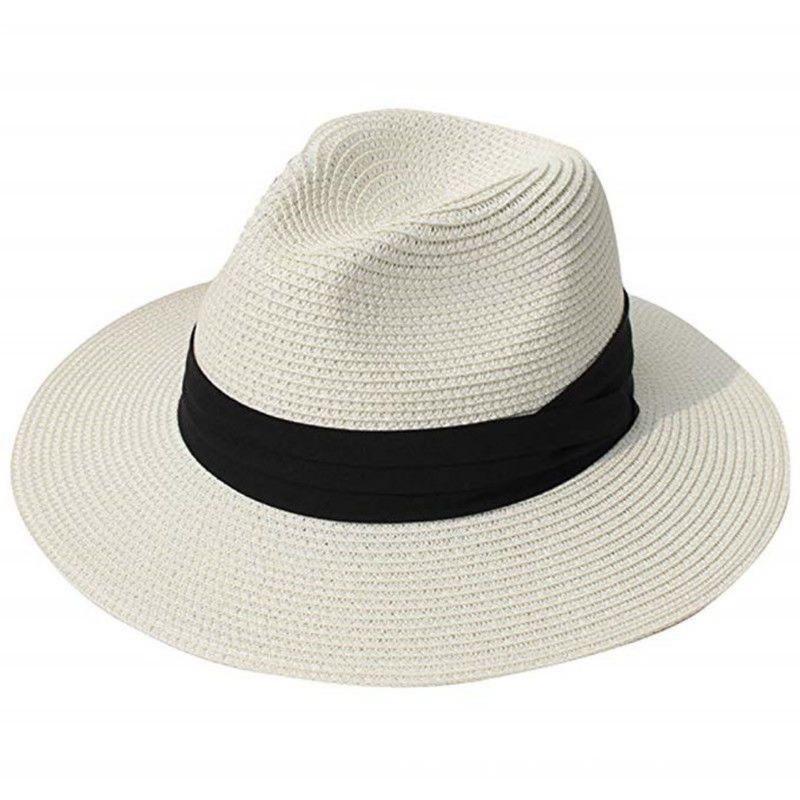 Women's Straw Hat Panama Star Top Hat Sun Shade Foldable Couple Hat Beach Hat