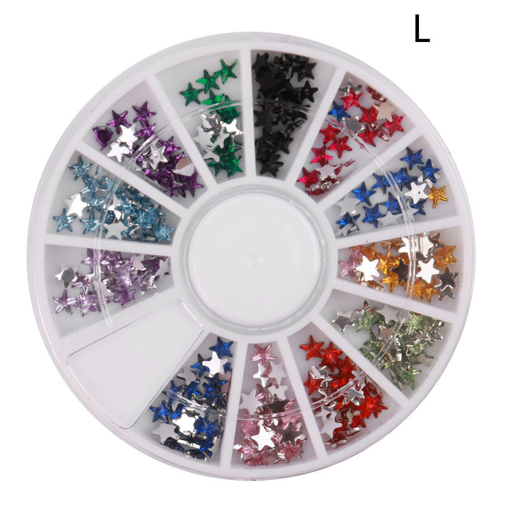 1 Box Colour Steel Bead 3D Round Nail Studs Nail Rhinestone  Decoration
