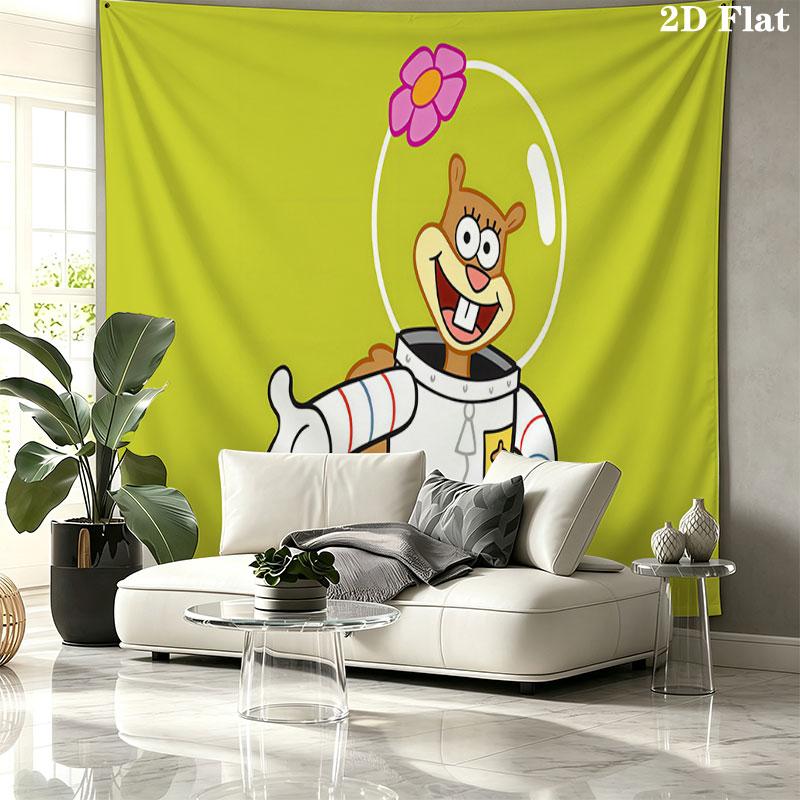SpongeBob Cartoon Wall tapestry, aesthetic printed fabric blanket, suitable for bedroom, living room, and home decor.