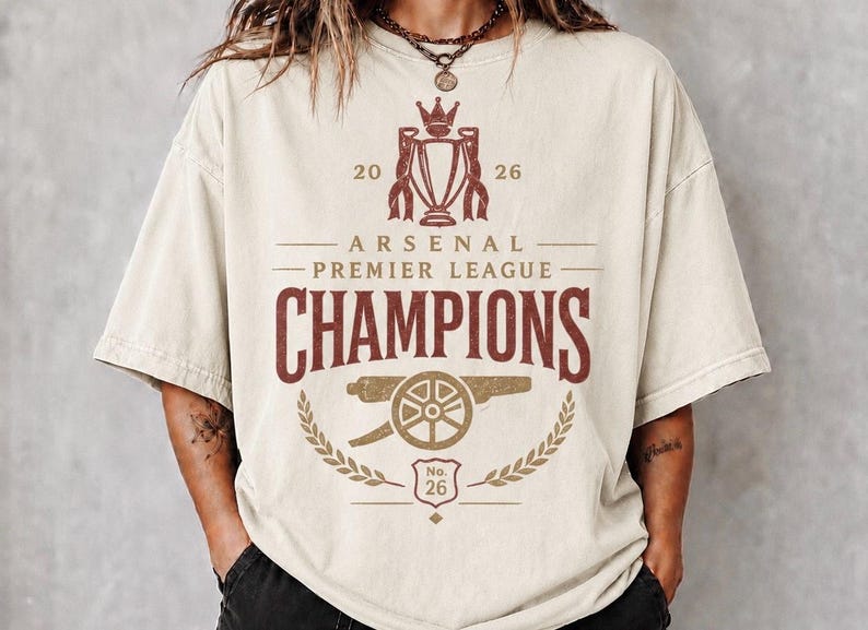 Arsenal Champions Shirt 2026, Premier League Winner Tee, Vintage Football Graphic T- Shirt,Arsenal Gift Graphic TShirt Football Fan 3XL