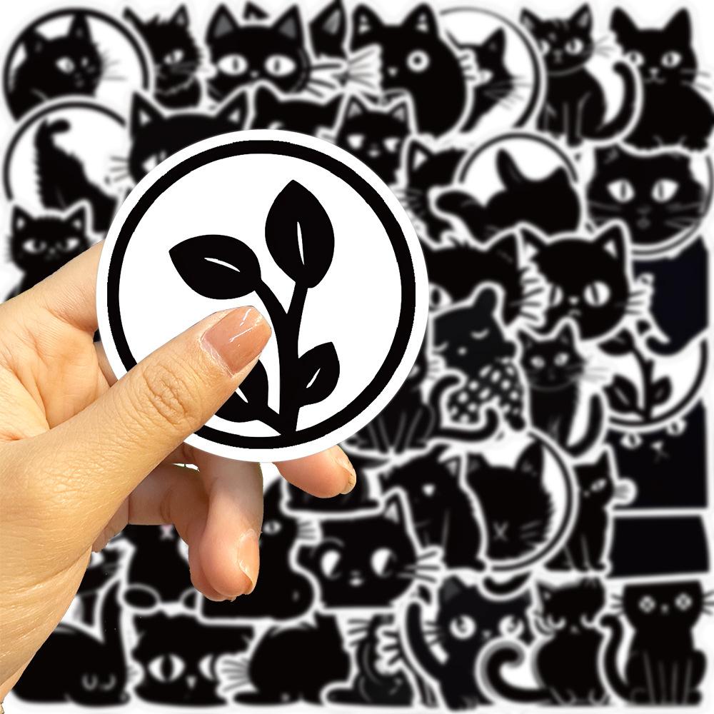 50 Cartoon Black Cat Expression Graffiti Stickers Decorate Guitar Notebook Suitcase DIY Waterproof