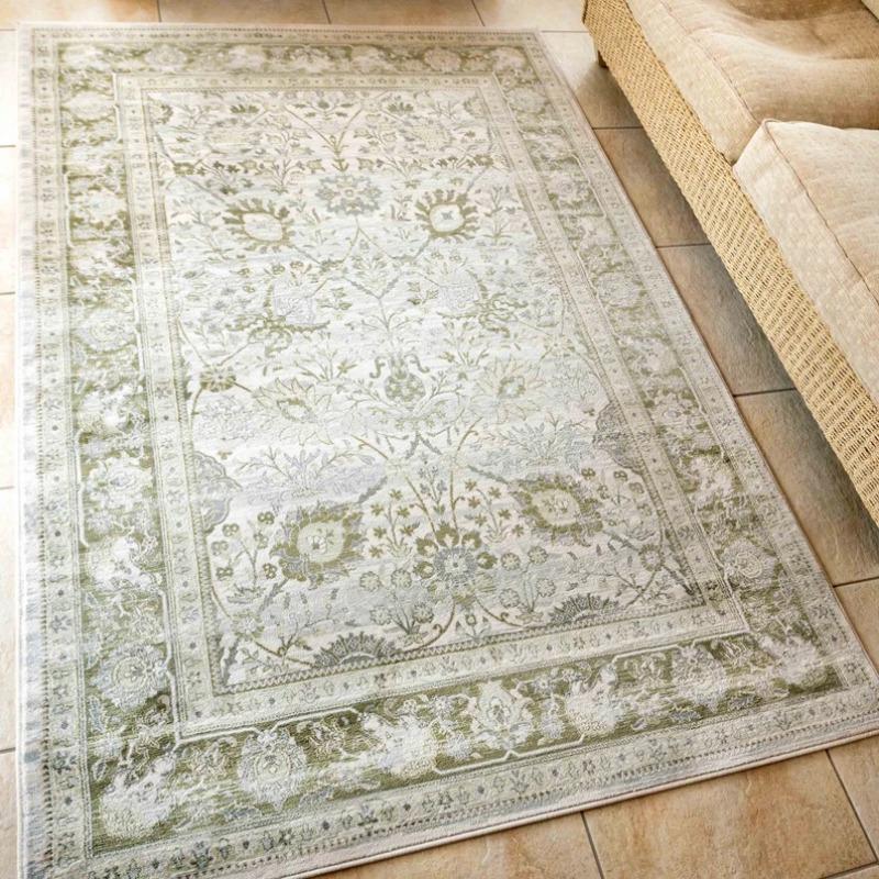 Green Traditional Oriental Large Area Rugs Living Room Carpet Sage Grey Bordered Floral Mat Bedroom Hallway Runner Non-Slip Rug