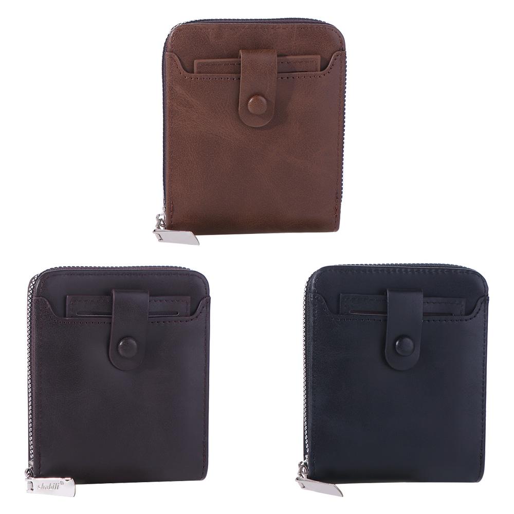 Solid Color Men Short Wallet External Male Wallet Vintage Business Card Bag  Outdoor