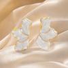 1 Pair Stud Earrings for Women, Enamel Irregular Petal Shape Ear Studs, French Style Ear Pins for Versatile Gift Jewelry