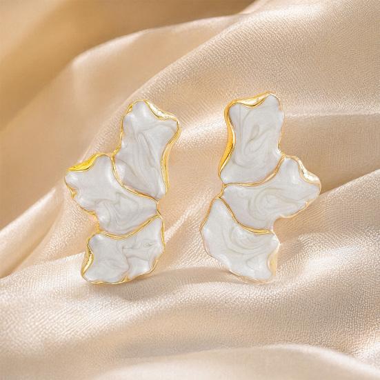 1 Pair Stud Earrings for Women, Enamel Irregular Petal Shape Ear Studs, French Style Ear Pins for Versatile Gift Jewelry